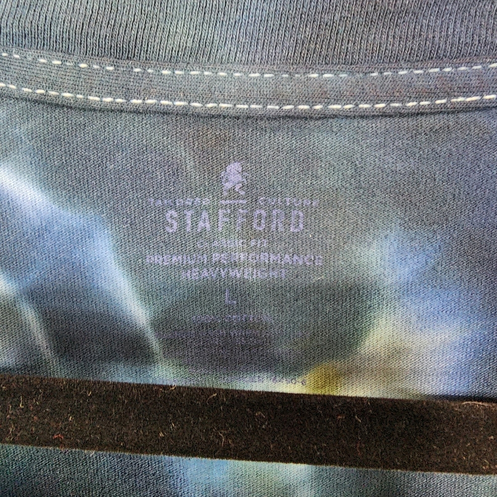 Stafford Blue and Green Short Sleeve Tee with Tie-Dye Effect - Picture 2 of 3